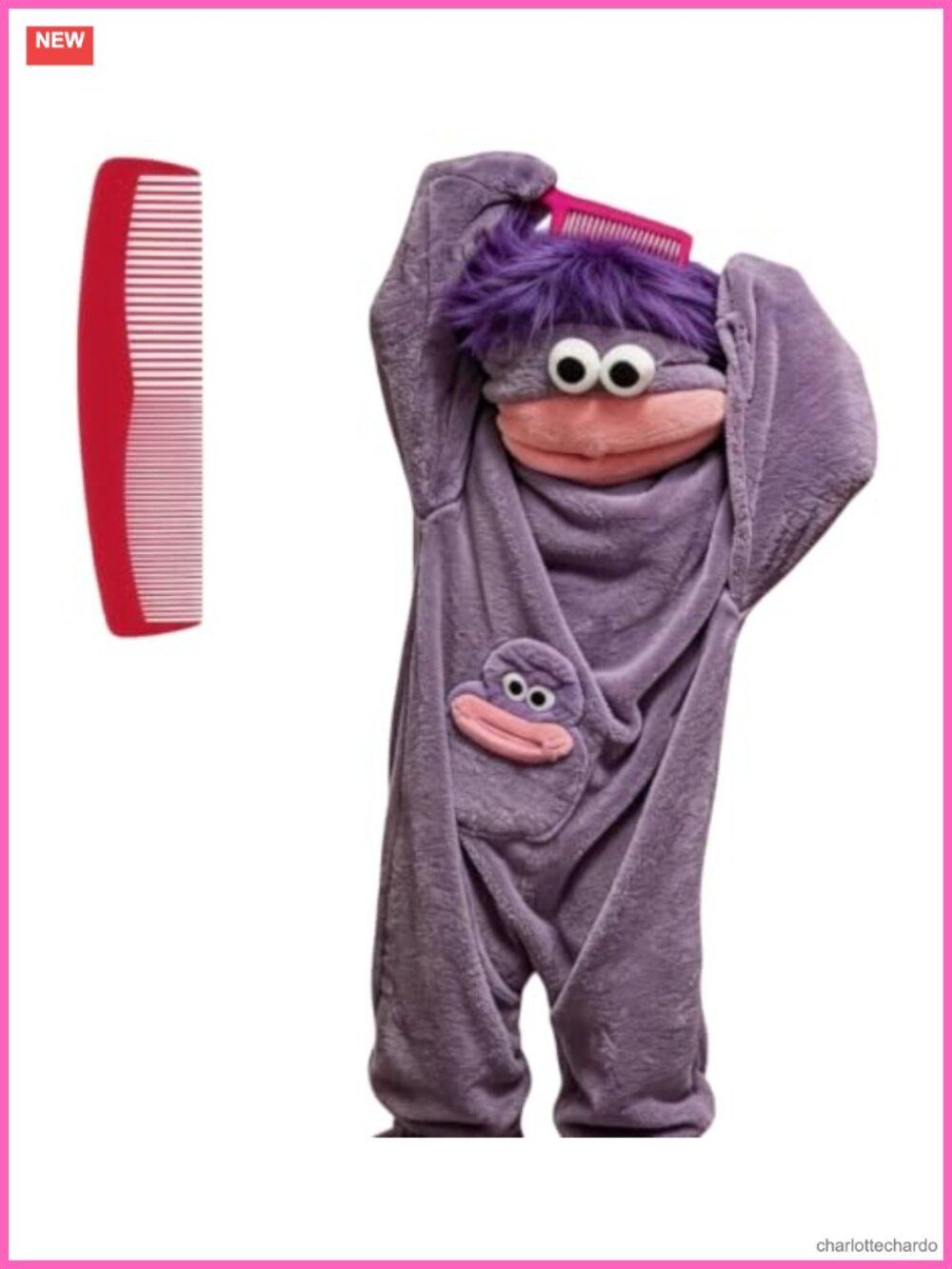Monster Onesie Cosplay Costume Funny Plush One-Piece Pajamas Adult with Comb